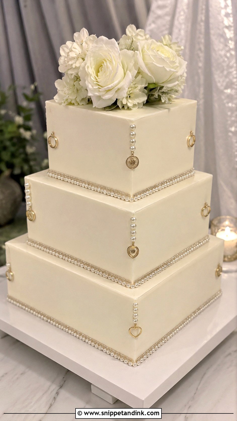 Square Wedding Cake With Charms - Snippet and Ink - 20 Charm Cake Ideas for Wedding