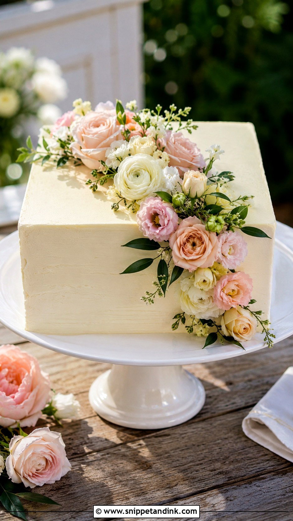 Square Wedding Cake With Flowers - Snippet and Ink - 30 Square Wedding Cakes 1 Tier
