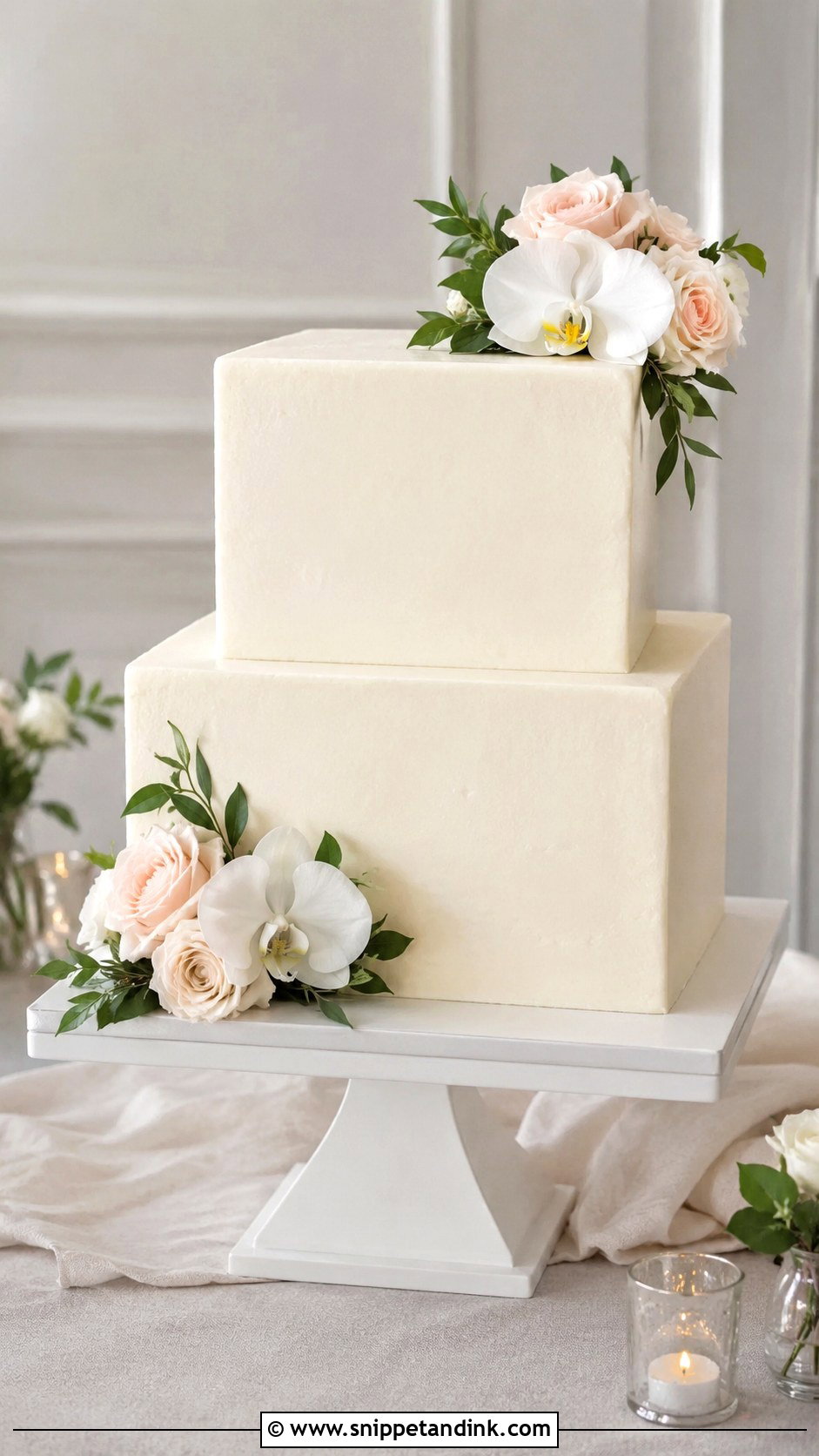 Square Wedding Cake With Flowers - Snippet and Ink - 20 Simple Flower Cake Ideas for Wedding