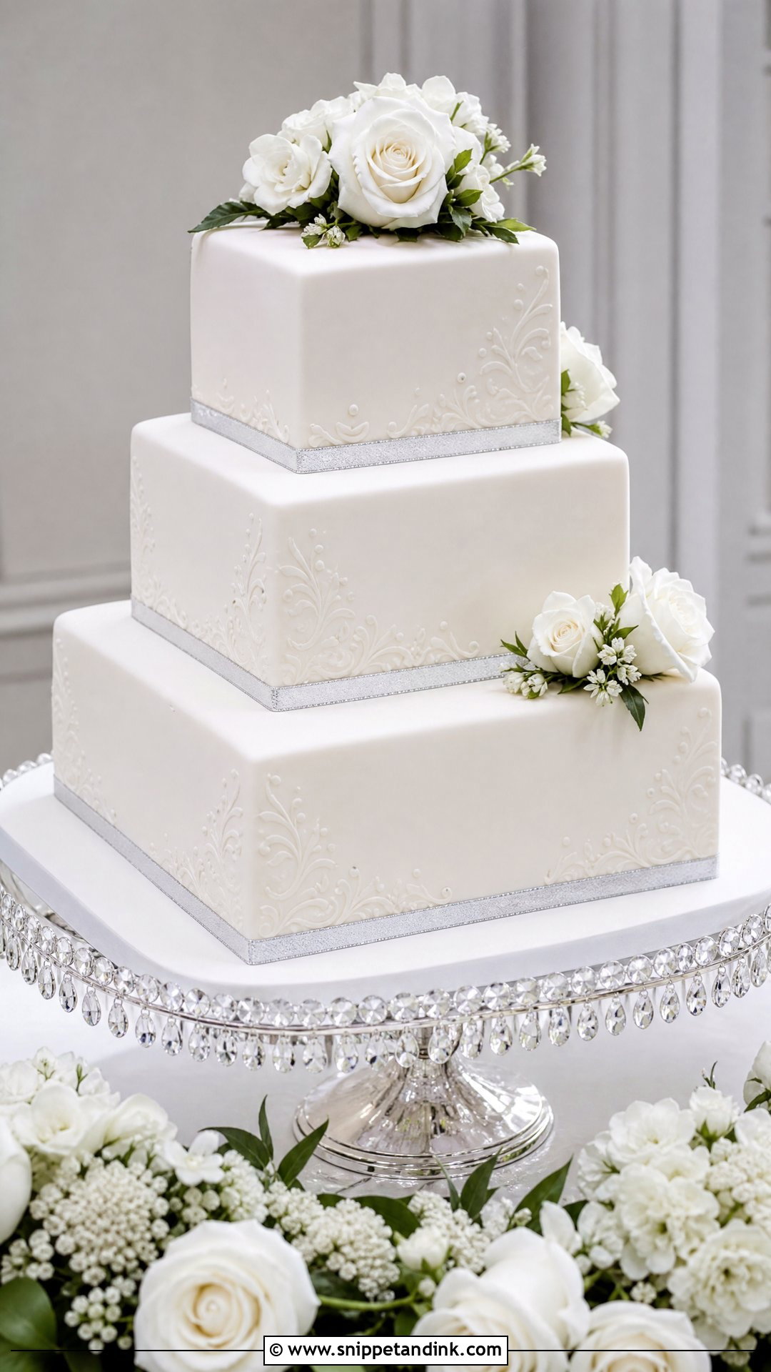 Square Wedding Cake With Fondant - Snippet and Ink - 20 Square Wedding Cakes
