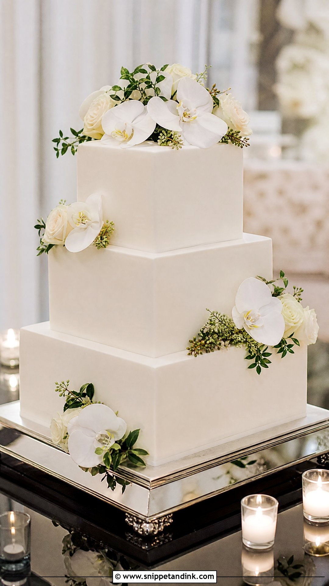 Square Wedding Cake With Fresh Flowers - Snippet and Ink - 25 Cake Ideas with Fresh Flowers for Wedding