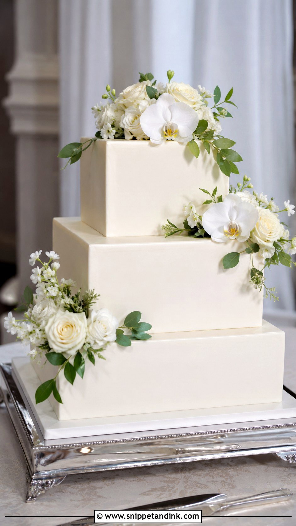 Square Wedding Cake With Fresh Flowers - Snippet and Ink - 20 Cakes with Real Flowers for Wedding