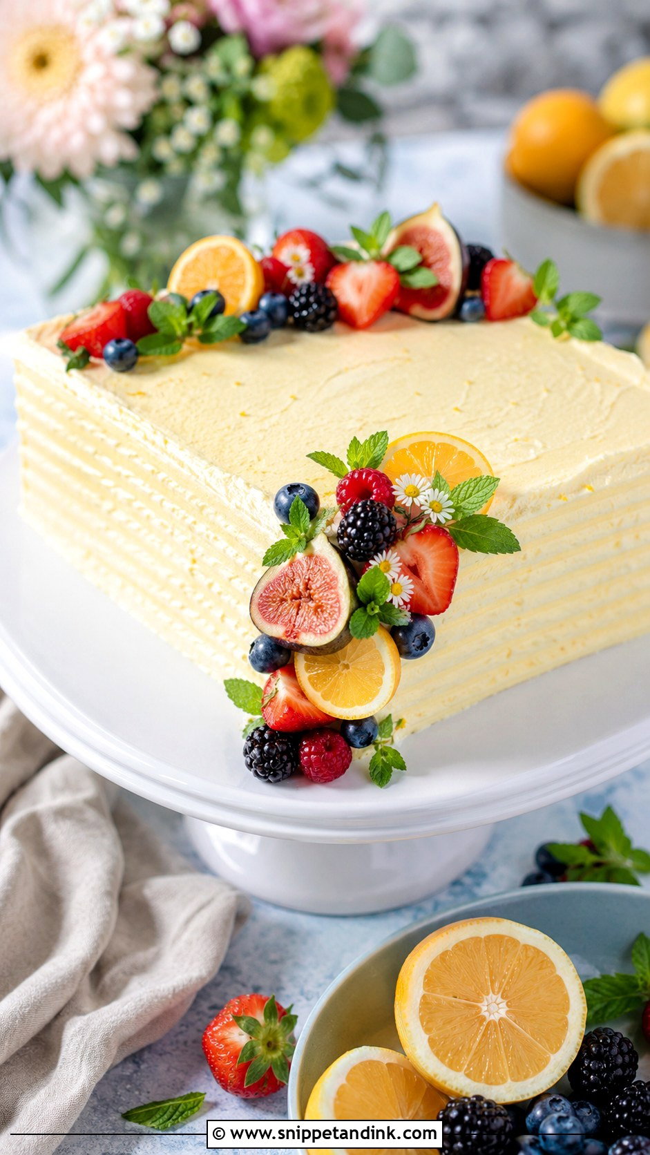 Square Wedding Cake With Fresh Fruit - Snippet and Ink - 30 Square Wedding Cakes 1 Tier
