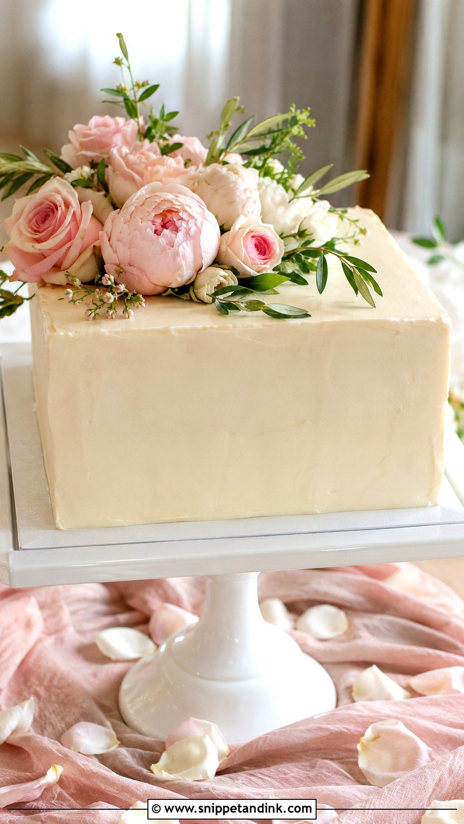 Square Wedding Cake With Greenery - Snippet and Ink - 30 Square Wedding Cakes 1 Tier