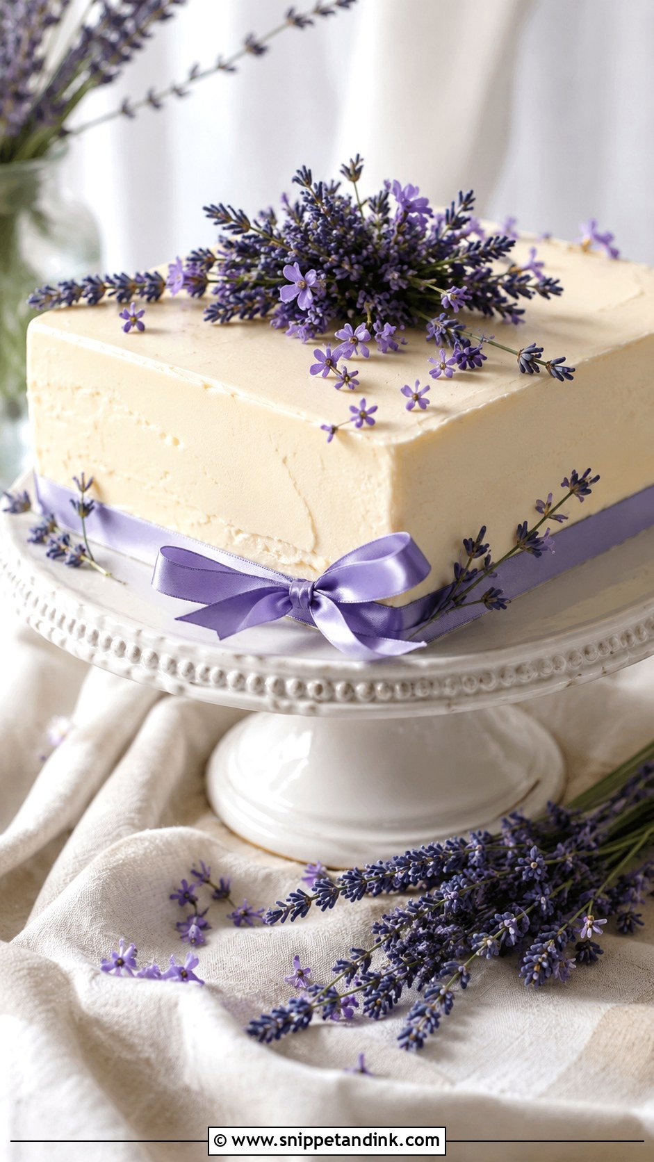 Square Wedding Cake With Lavender - Snippet and Ink - 30 Square Wedding Cakes 1 Tier