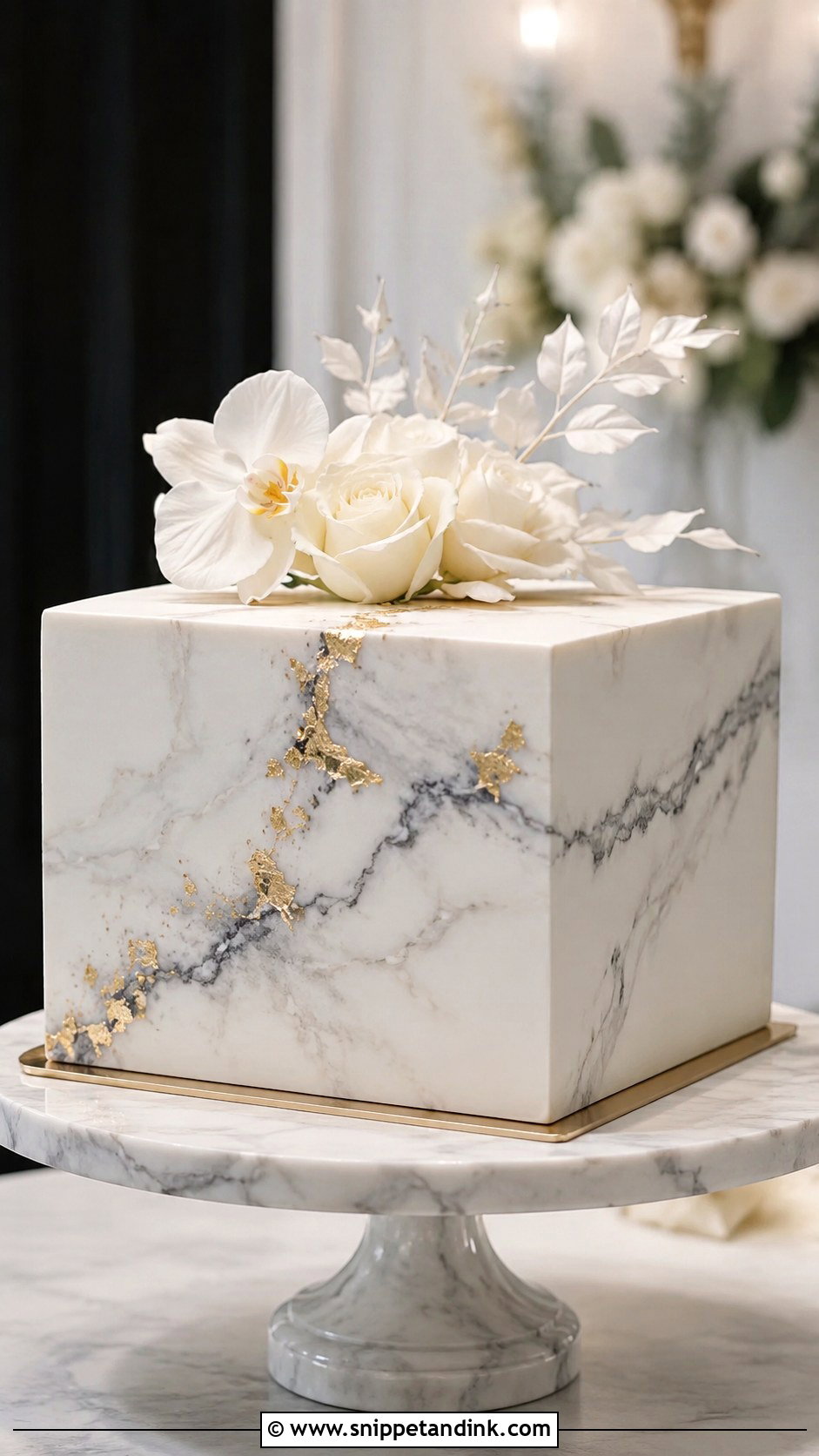 Square Wedding Cake With Marble - Snippet and Ink - 30 Square Wedding Cakes 1 Tier