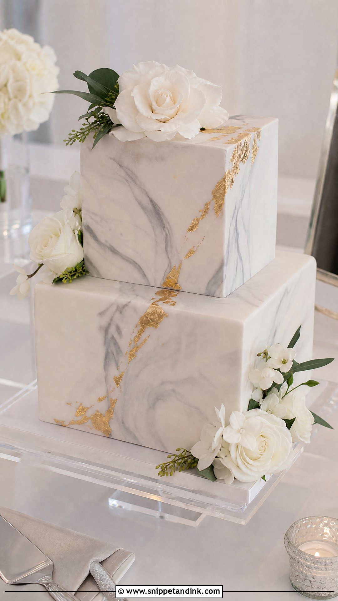 Square Wedding Cake With Marble - Snippet and Ink - 20 Square Wedding Cakes