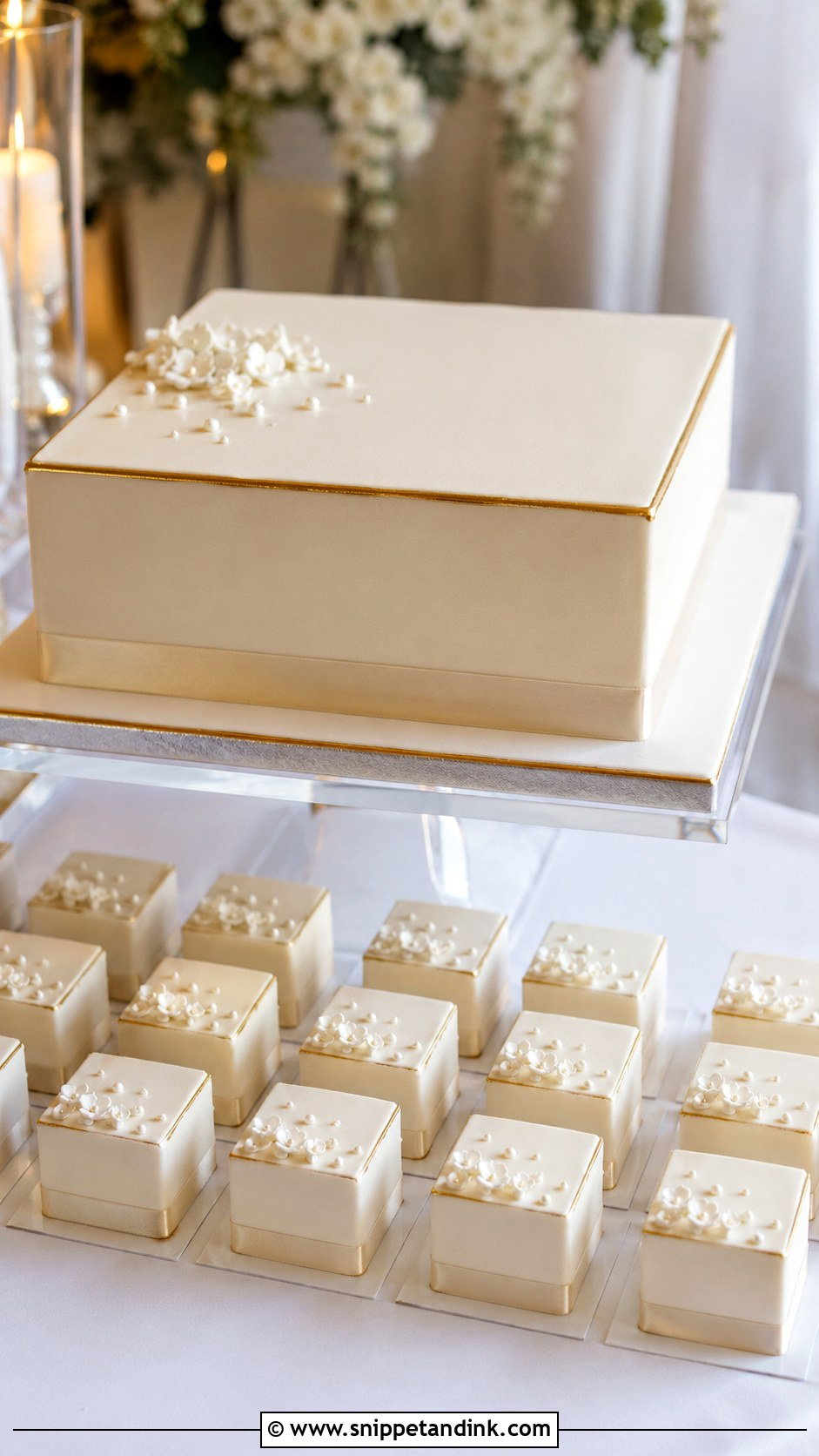 Square Wedding Cake With Mini Cakes - Snippet and Ink - 25 Wedding Cake with Mini Cakes