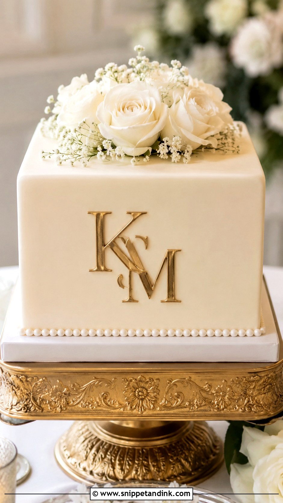 Square Wedding Cake With Monogram - Snippet and Ink - 30 Square Wedding Cakes 1 Tier