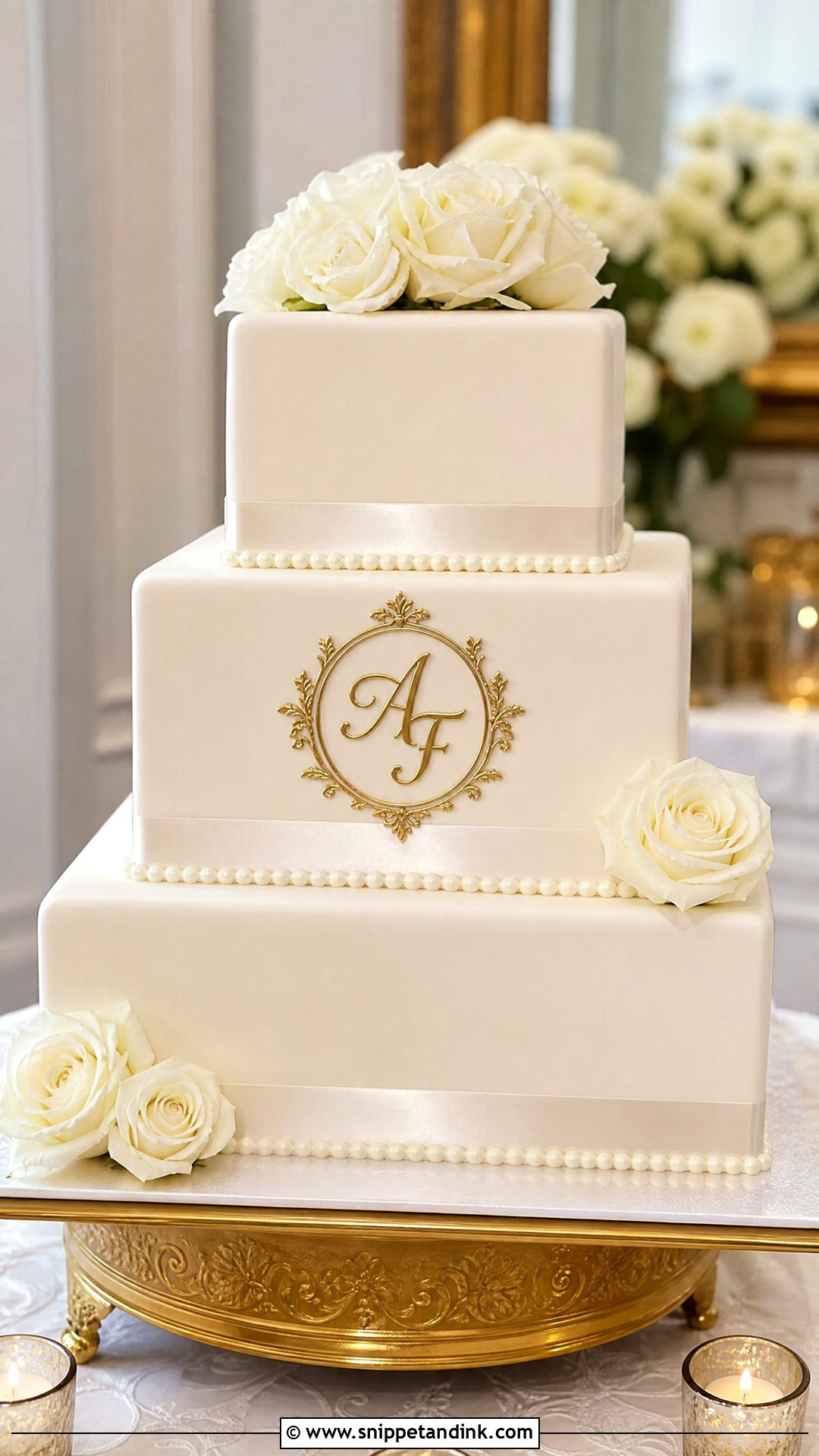 Square Wedding Cake With Monogram - Snippet and Ink - 20 Square Wedding Cakes