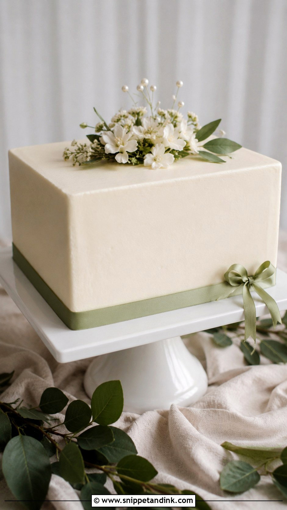 Square Wedding Cake With Ribbon - Snippet and Ink - 30 Square Wedding Cakes 1 Tier
