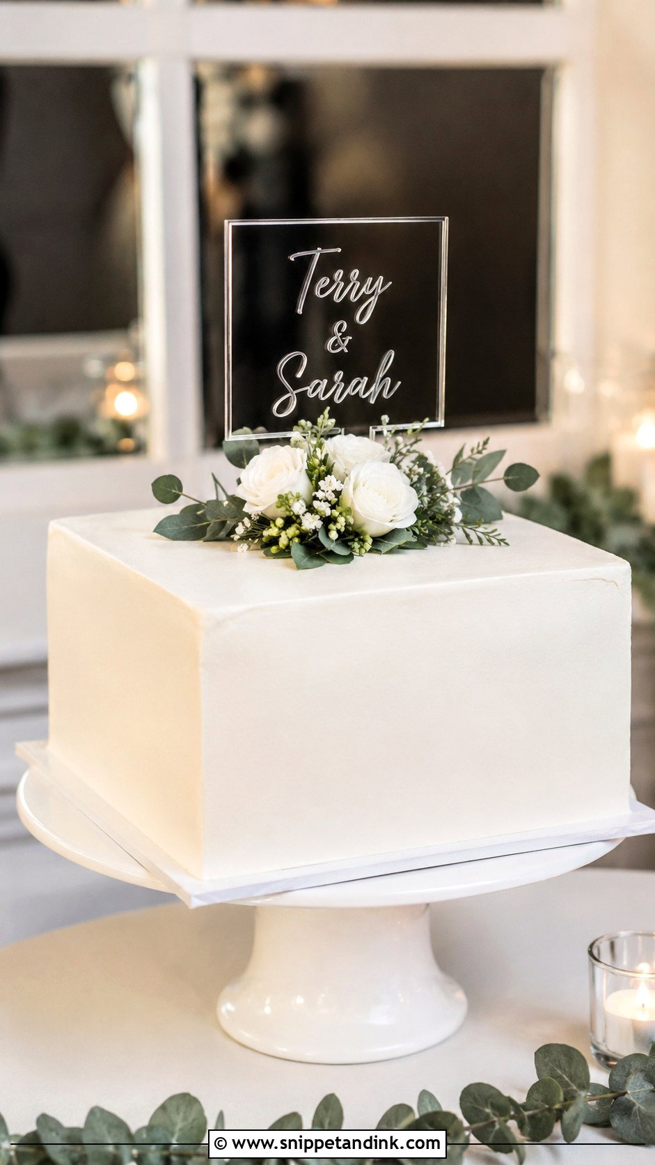 Square Wedding Cake With Square Topper - Snippet and Ink - 30 Square Wedding Cakes 1 Tier