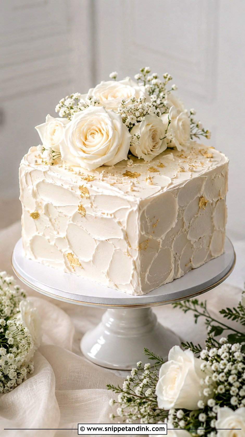 Square Wedding Cake With Textured Buttercream - Snippet and Ink - 30 Square Wedding Cakes 1 Tier