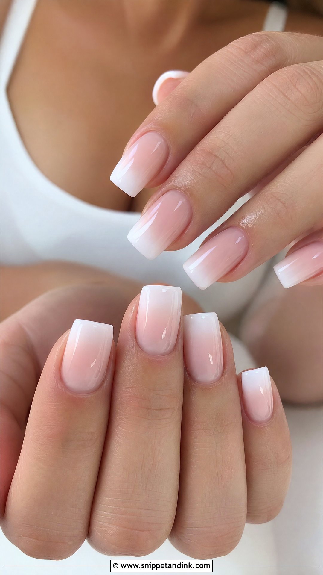 Square Wedding Nails With Baby Boomer Ombre - Snippet and Ink - 25 Square Wedding Nails for Bride