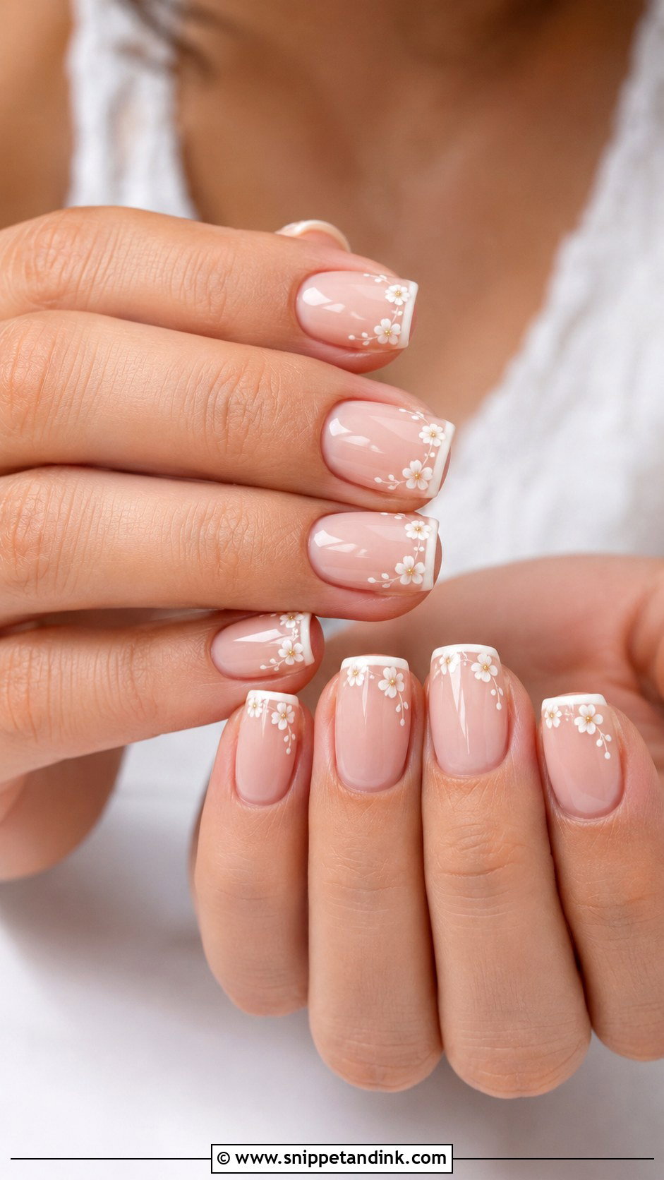 Square Wedding Nails With Flowers - Snippet and Ink - 20 Wedding Nails with Flowers