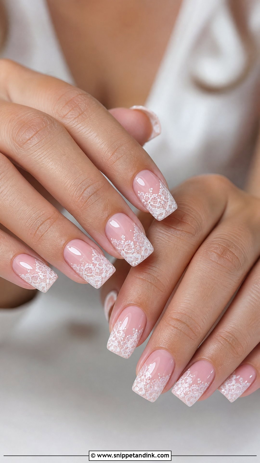 Square Wedding Nails With Lace Nail Art - Snippet and Ink - 25 Square Wedding Nails for Bride