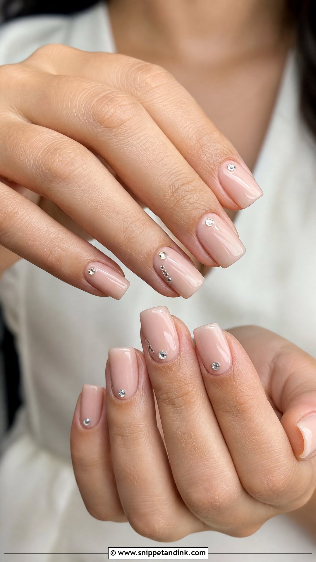 Square Wedding Nails With Minimal Rhinestones - Snippet and Ink - 25 Square Wedding Nails for Bride