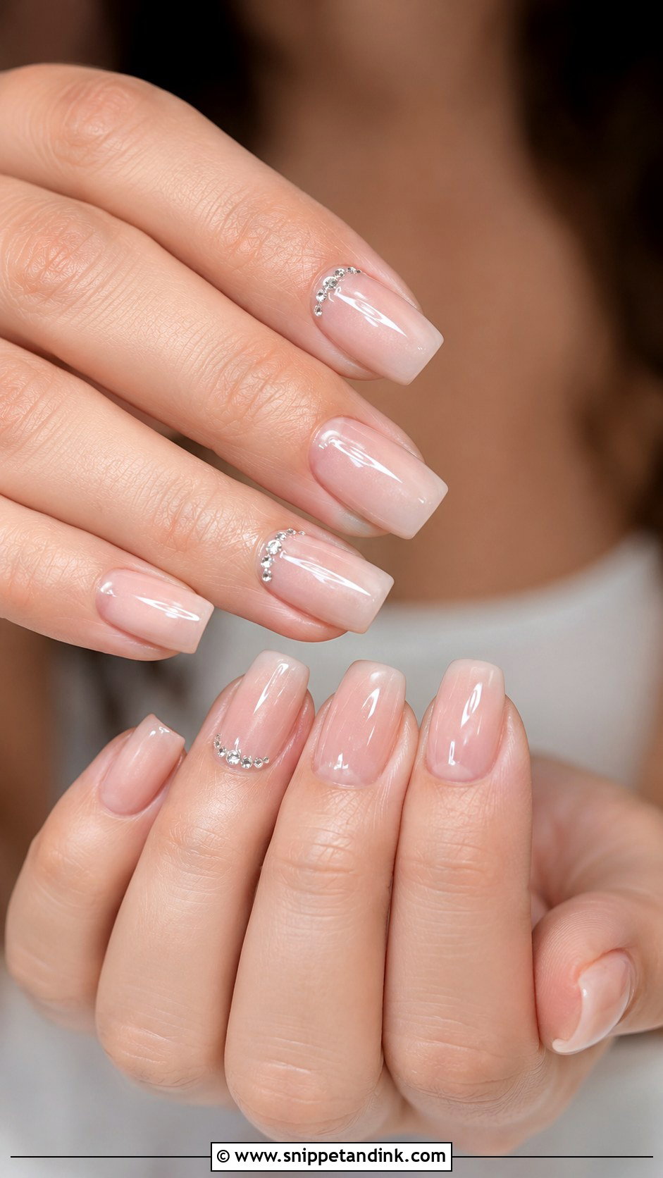 Square Wedding Nails With Rhinestones - Snippet and Ink - 20 Square Wedding Day Nails