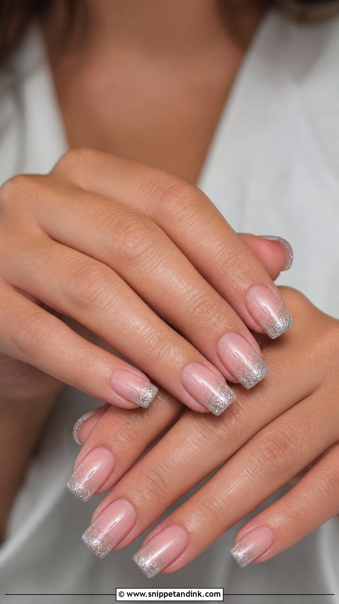Square Wedding Nails With Silver Glitter Tips - Snippet and Ink - 25 Square Wedding Nails for Bride
