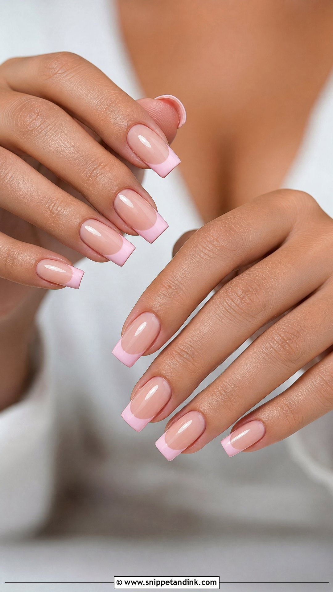 Square Wedding Nails With Soft Pink French Tips - Snippet and Ink - 25 Square Wedding Nails for Bride
