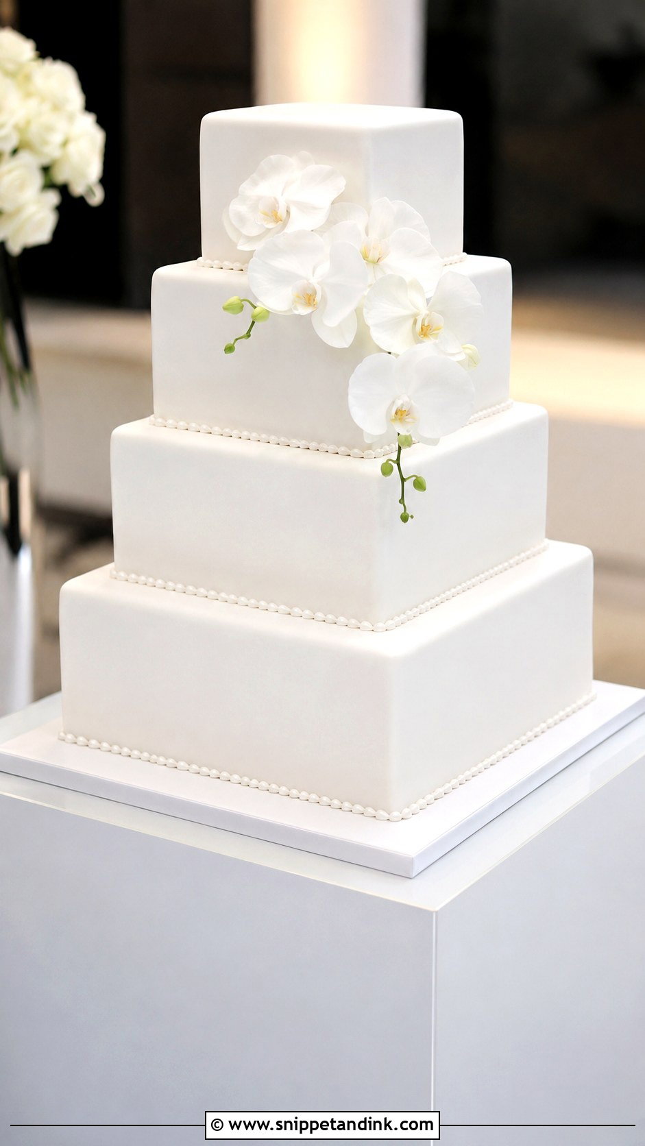 Square White Wedding Cake - Snippet and Ink - 20 Plain White Wedding Cake Ideas