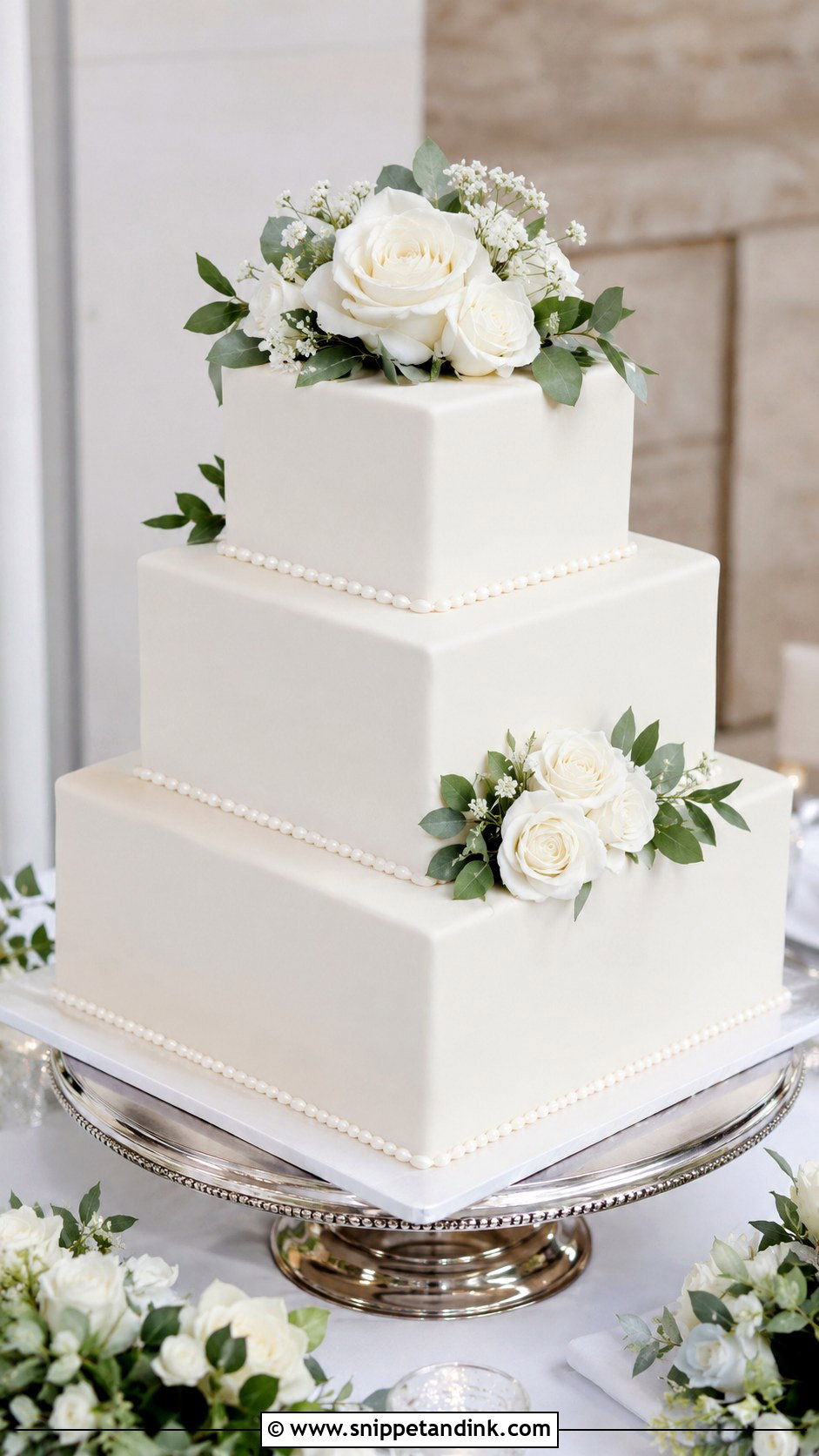 Square White Wedding Cake - Snippet and Ink - 20 Square Cake Designs for Wedding