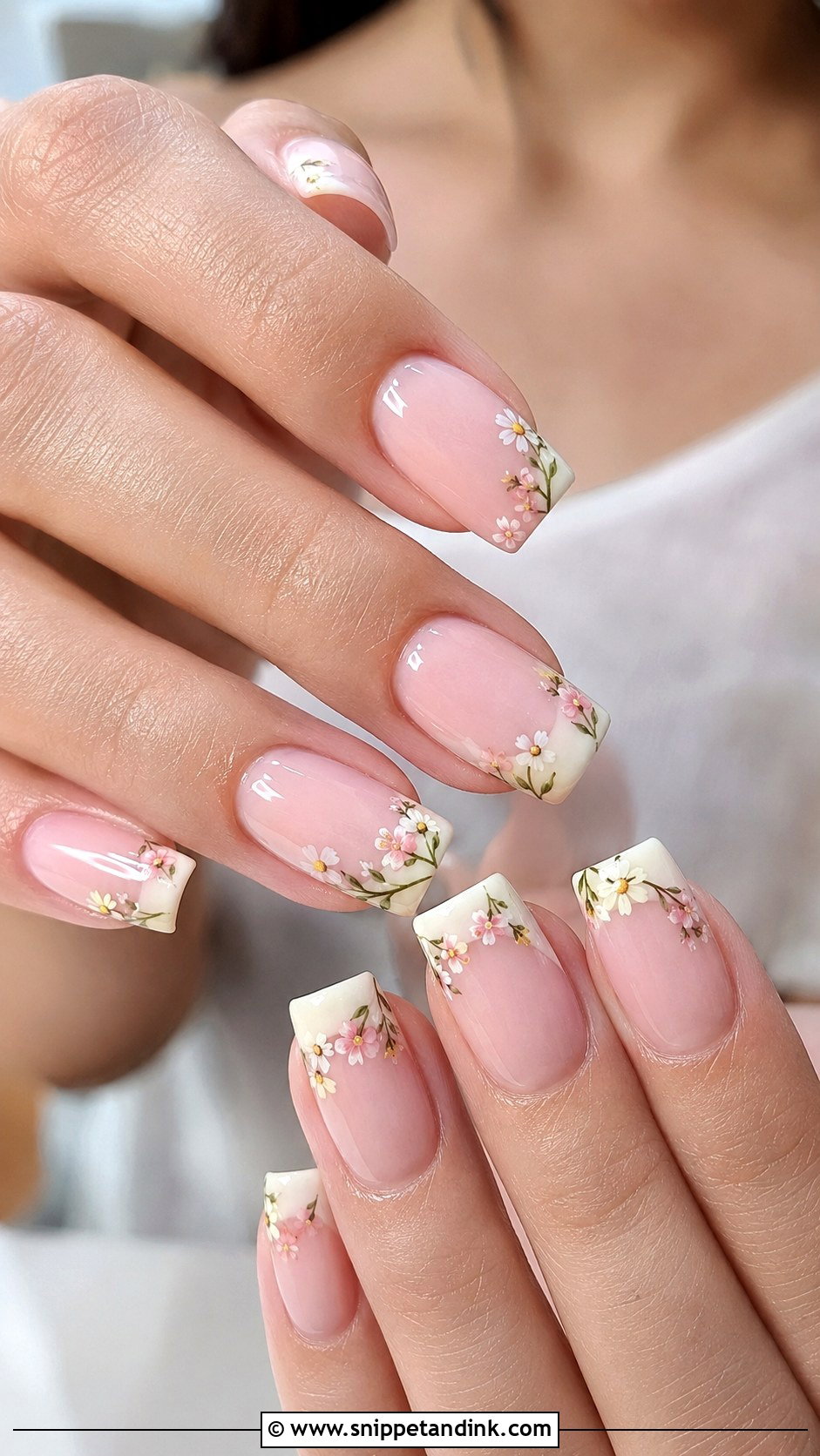 Square Wildflower Wedding Nails - Snippet and Ink - 20 Wildflower Wedding Nails