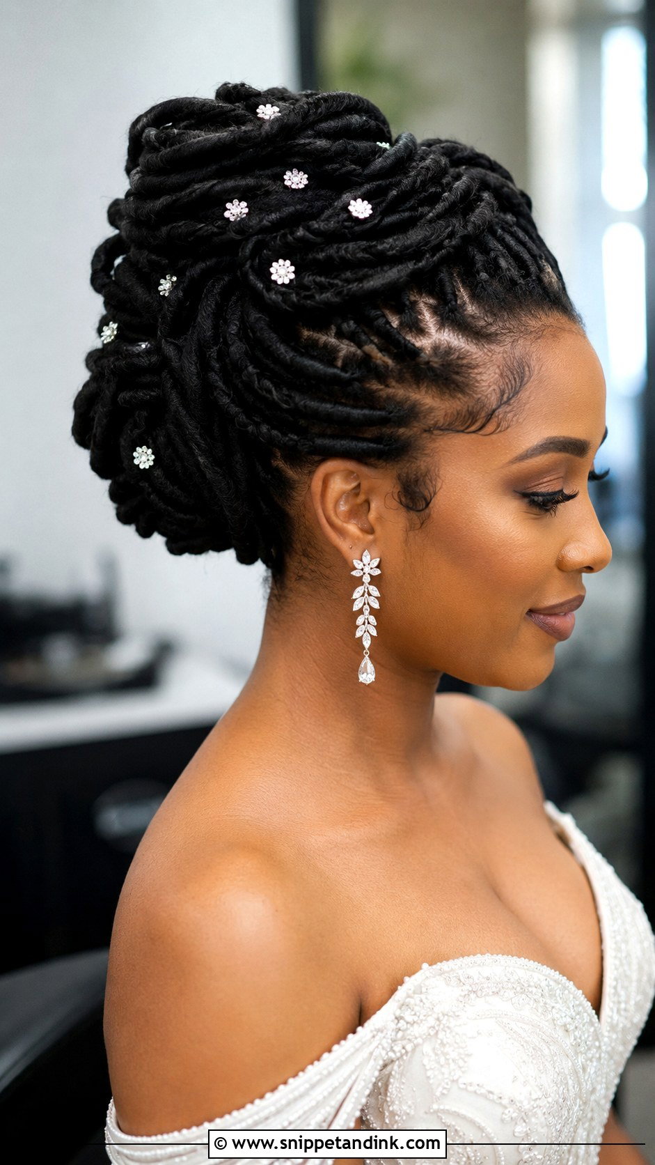 Stacked Loc Rolls Updo - Snippet and Ink - 25 Bridal Locs Hairstyles
