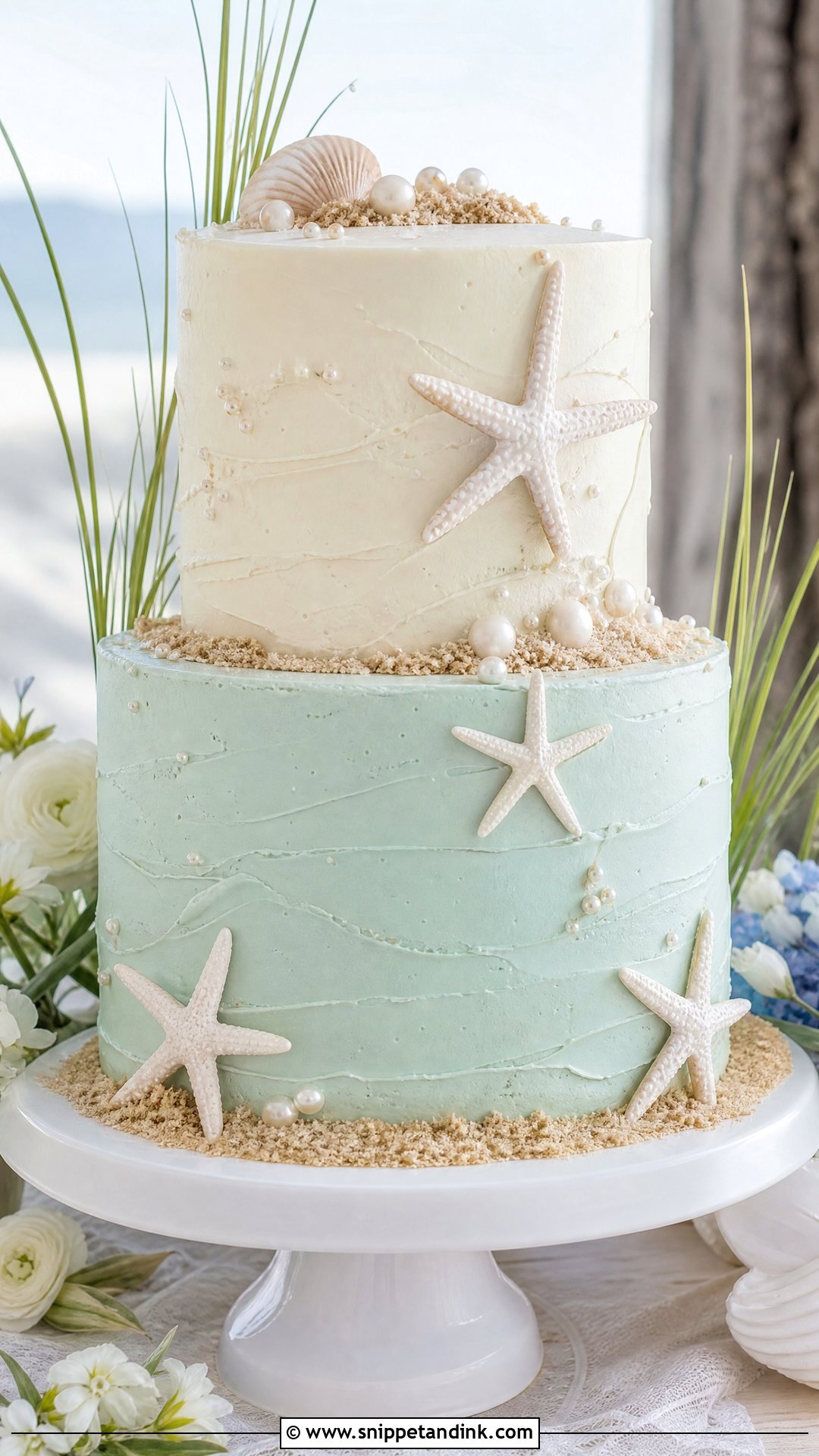 Starfish Wedding Cake - Snippet and Ink - 30 Beach Theme Cake Ideas for Wedding