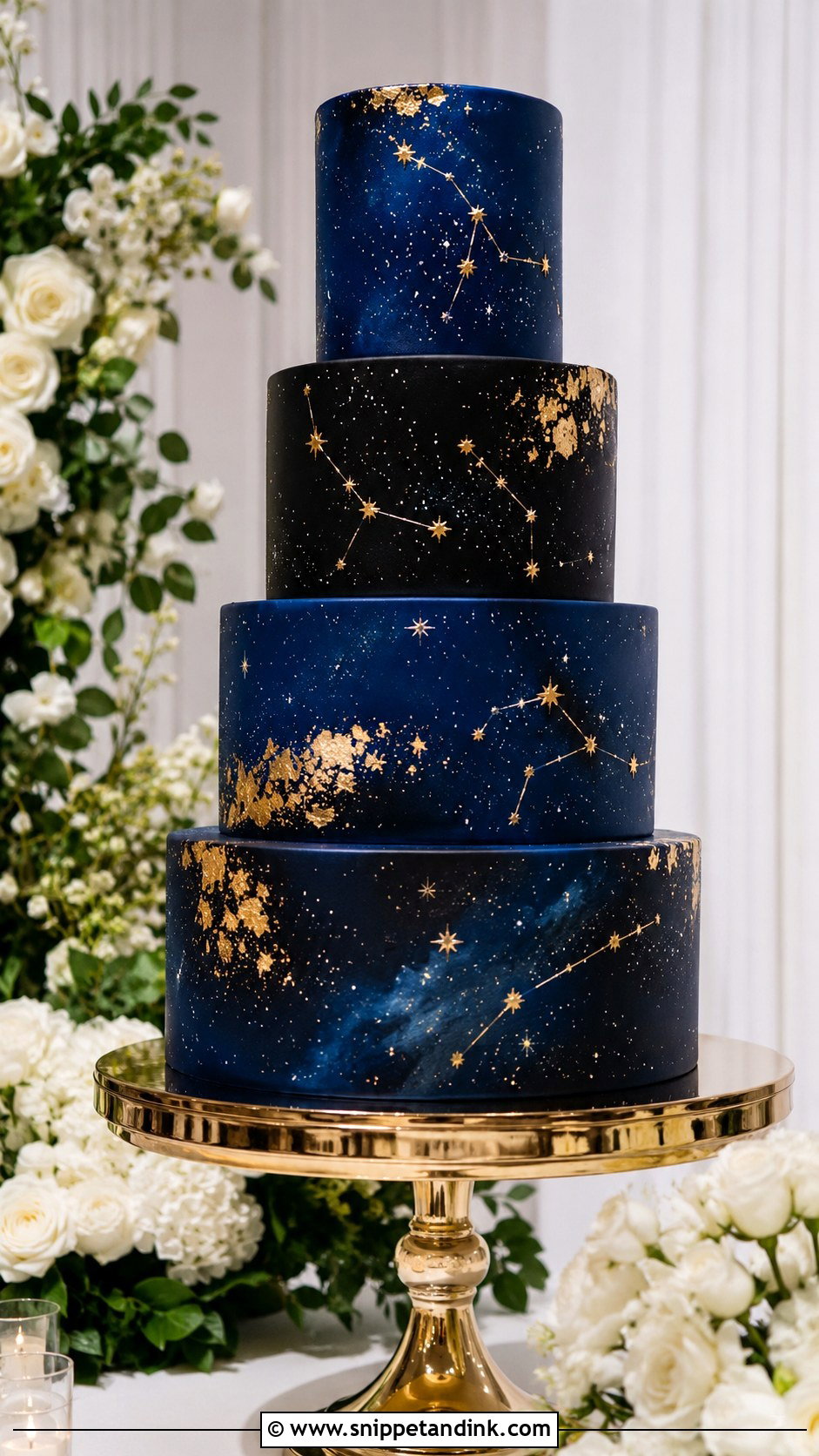 Starry Night Fondant Wedding Cake - Snippet and Ink - 20 Starry Night Cake Ideas for Wedding