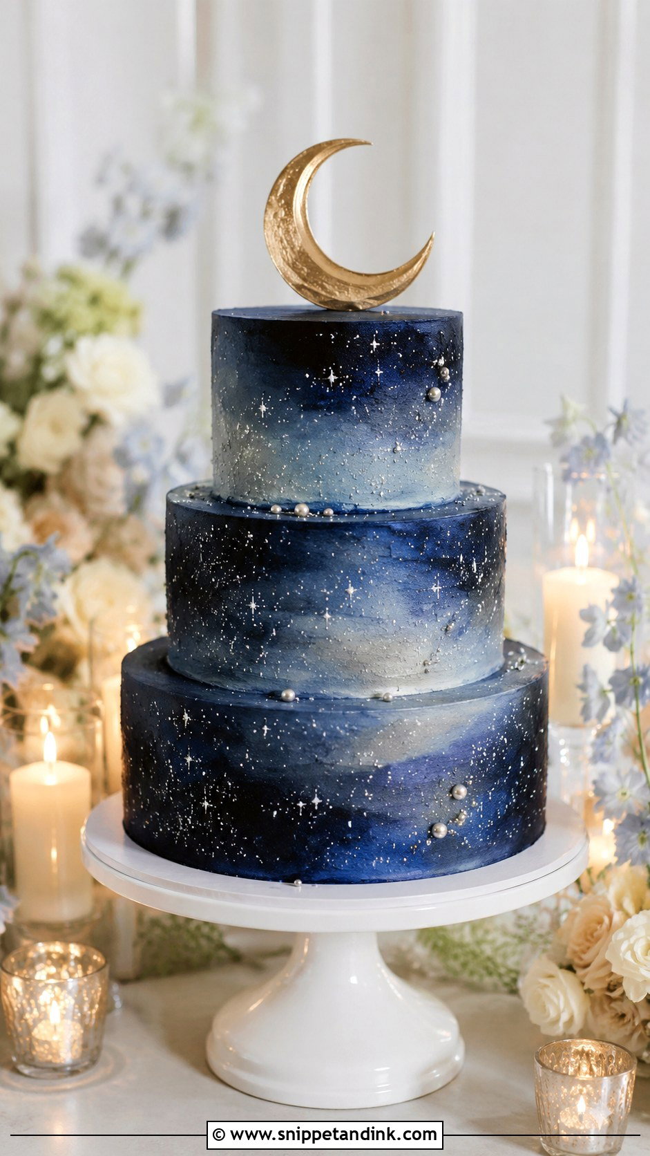 Starry Night Wedding Cake - Snippet and Ink - 20 Cosmos Cake Ideas for Wedding