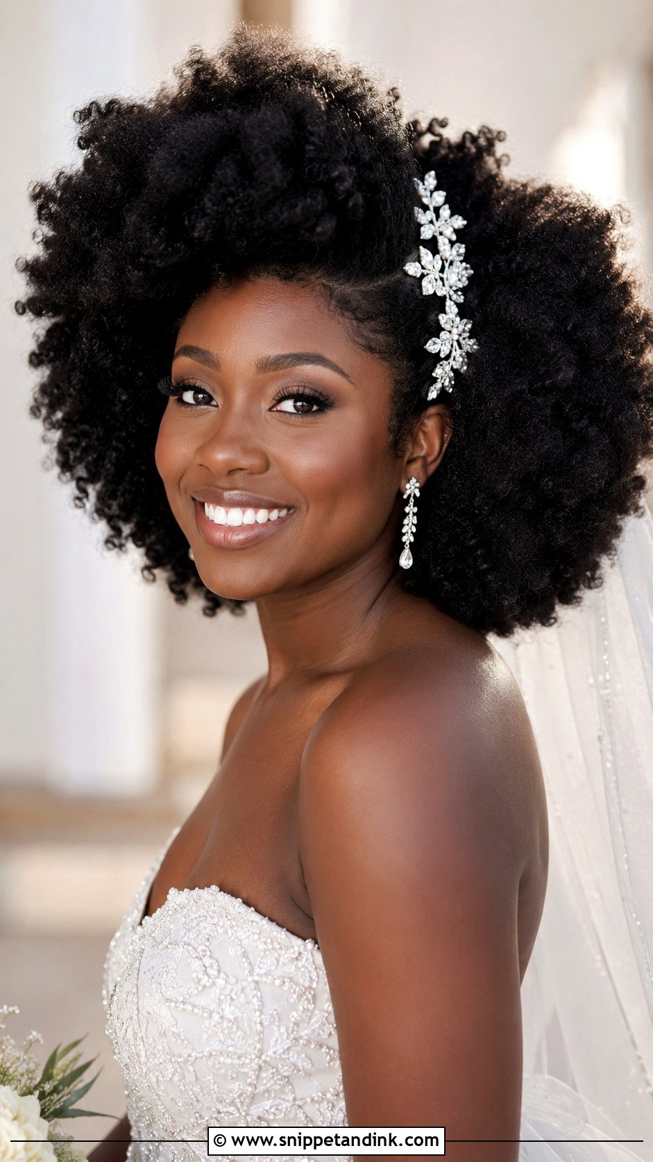 Statement Afro With Hair Barrette - Snippet and Ink - 20 Afro Wedding Hair Ideas
