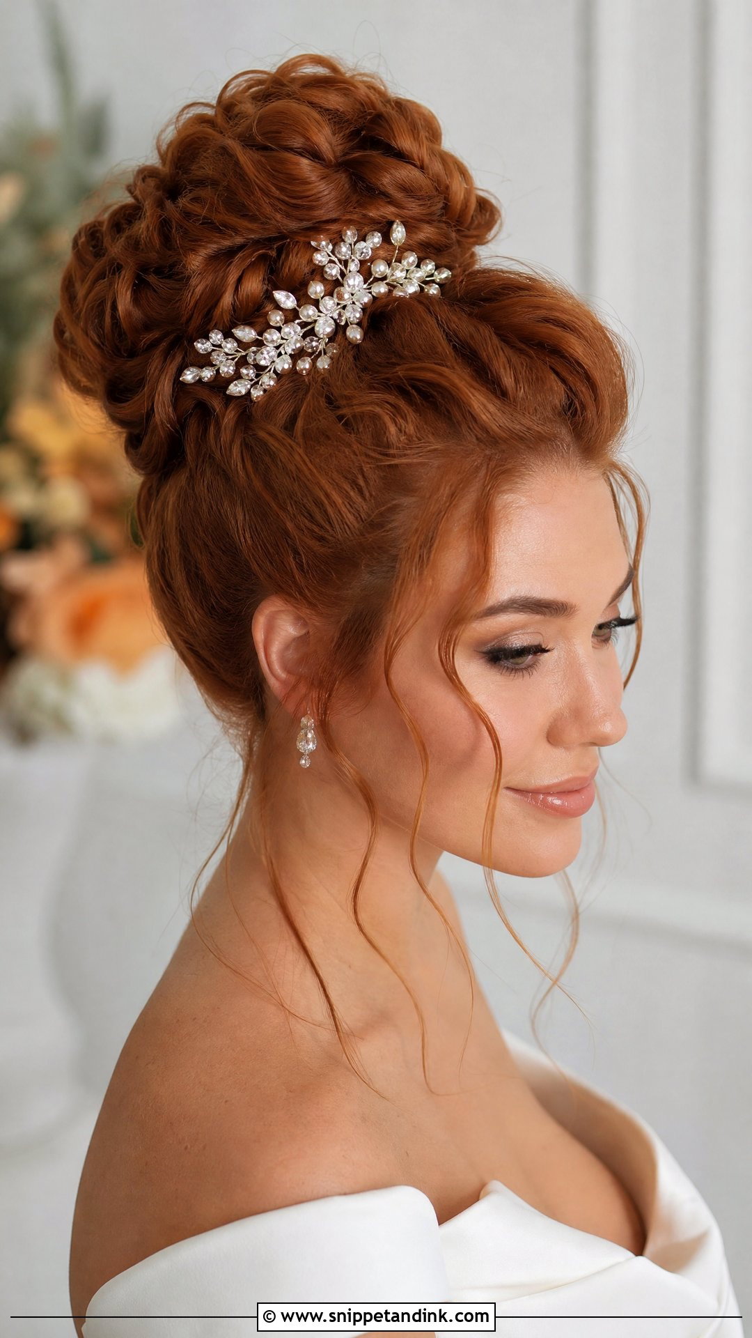 Statement Bridal Hair Comb With High Bun - Snippet and Ink - 15 Bridal Hair Combs