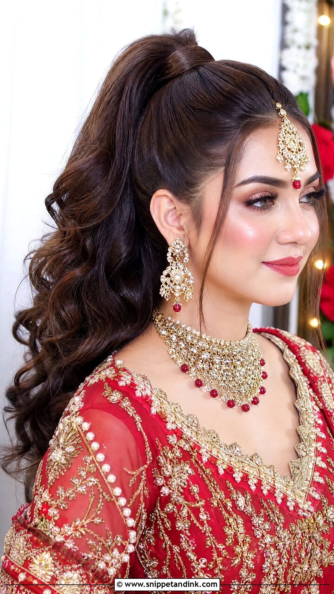 Statement Ponytail With Curls - Snippet and Ink - 20 Pakistani Baraat Hairstyles