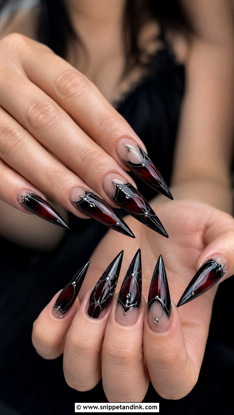Stiletto Gothic Wedding Nails - Snippet and Ink - 20 Gothic Wedding Nails