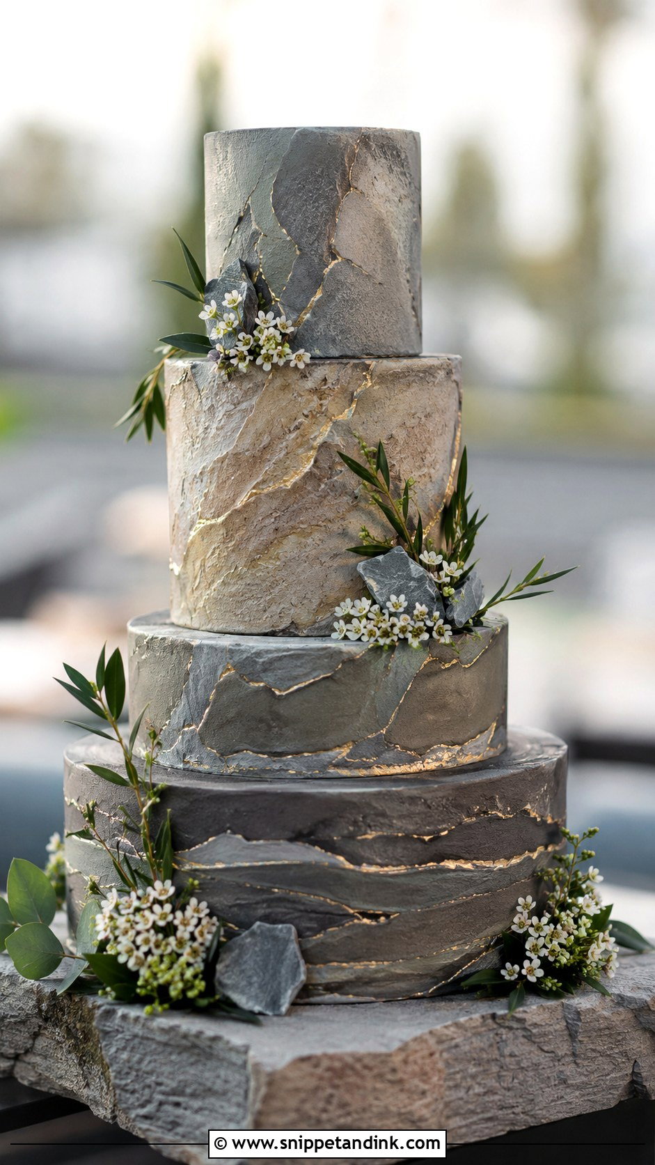 Stone Effect Wedding Cake - Snippet and Ink - 30 Masculine Wedding Cake Ideas