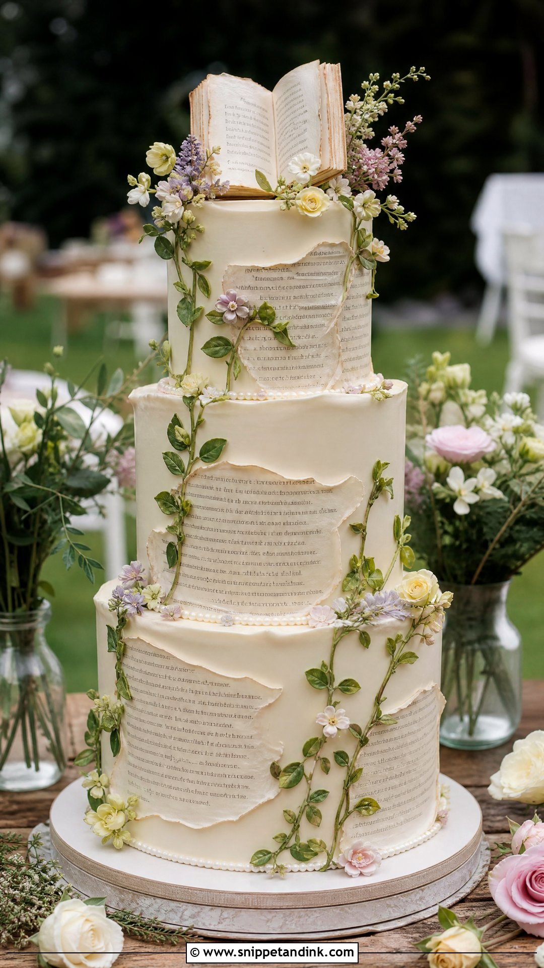 Storybook Garden Wedding Cake - Snippet and Ink - 25 Book Theme Cake Ideas for Wedding