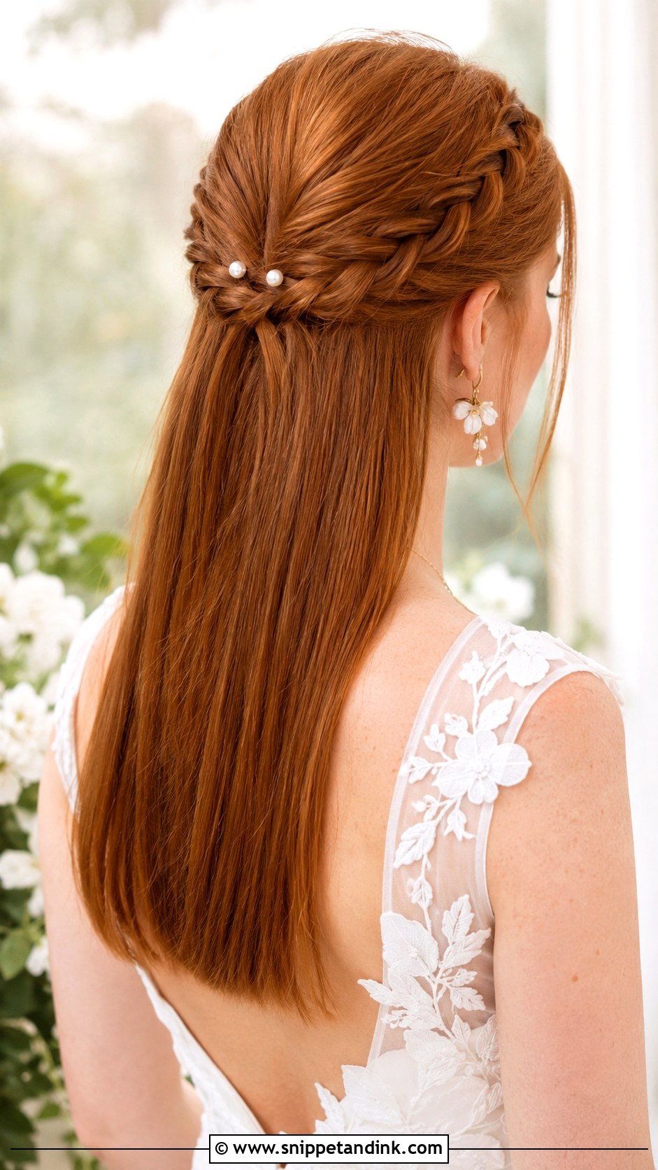 Straight Braided Half Up Hair - Snippet and Ink - 15 Simple Wedding Hairstyles Straight Hair
