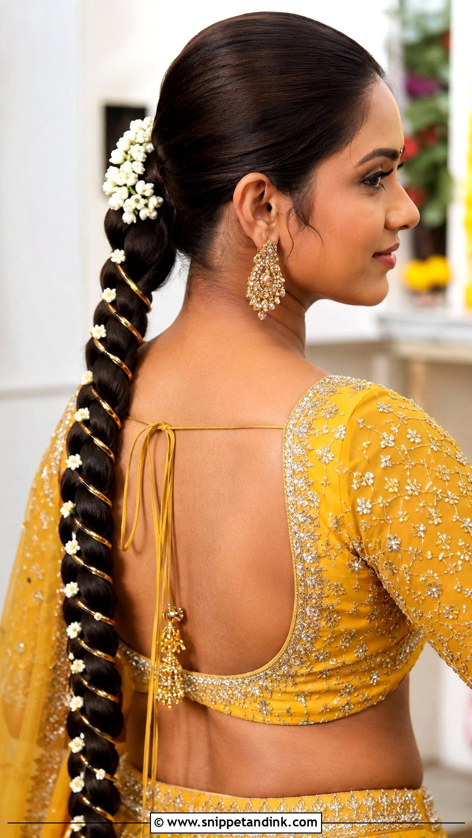 Straight Braided Ponytail - Snippet and Ink - 15 Straight Hairstyles for Indian Wedding