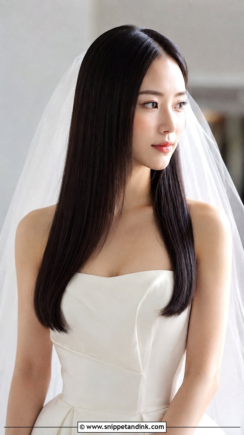 Straight Bridal Hair - Snippet and Ink - 15 Minimalist Bridal Hair Ideas