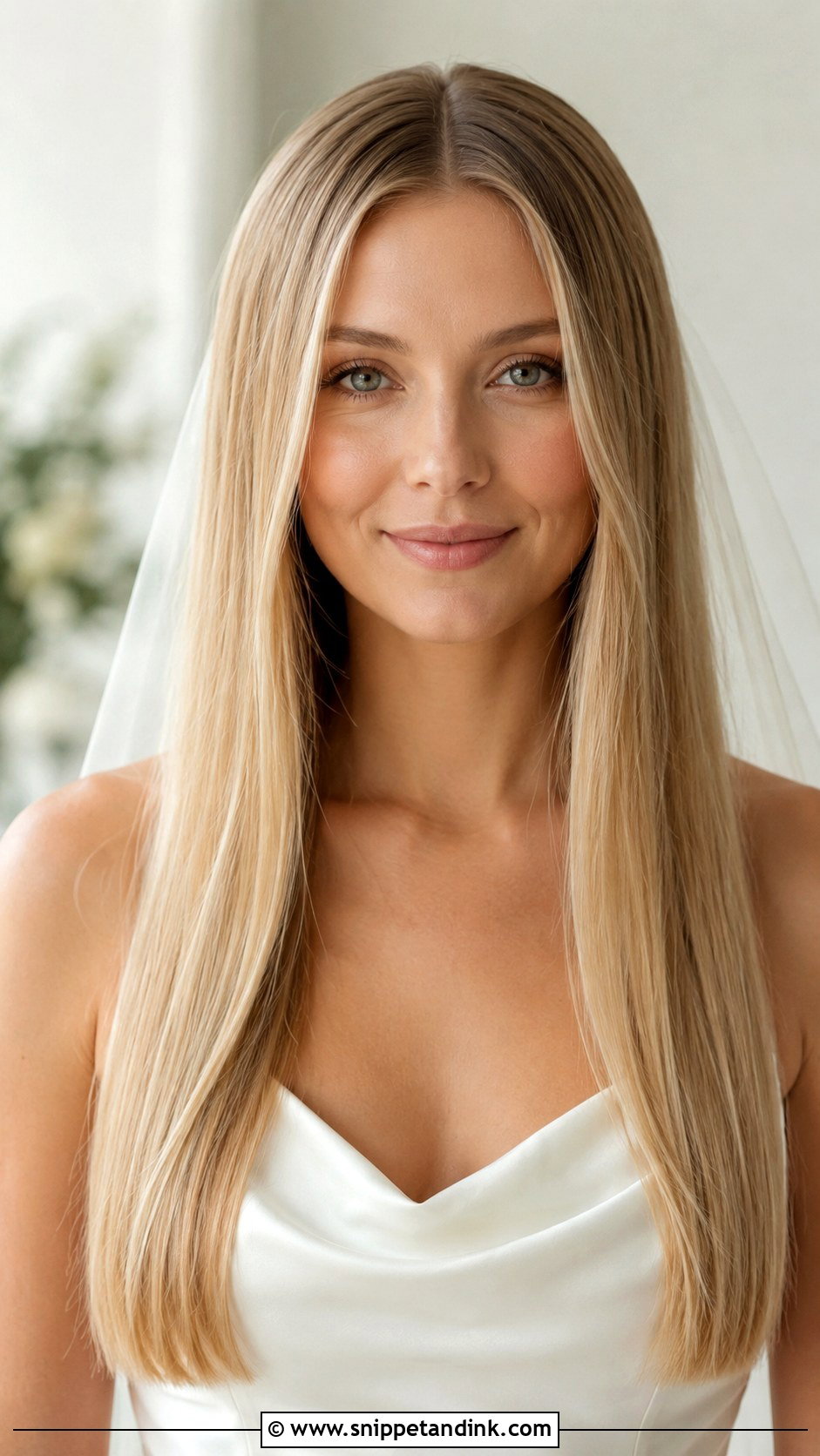 Straight Bridal Hair Down With Center Part - Snippet and Ink - 15 Straight Bridal Hair Down Ideas