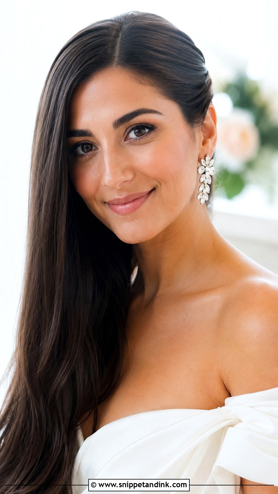 Straight Bridal Hair Down With One Side Tucked - Snippet and Ink - 15 Straight Bridal Hair Down Ideas