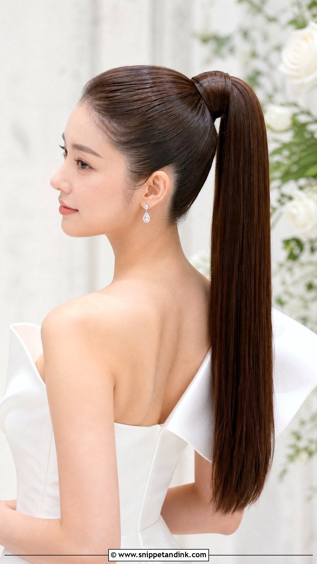 Straight Bridal High Ponytail - Snippet and Ink - 15 Bridal High Ponytail Wedding Hairstyles