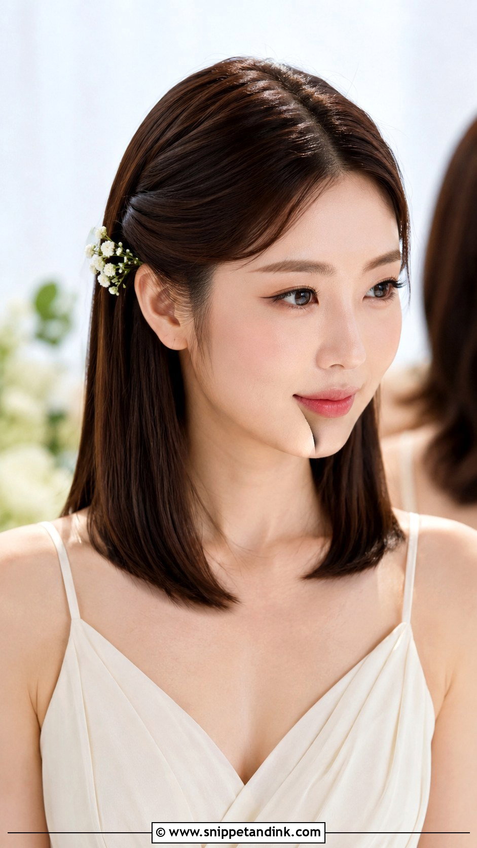 Straight Bridesmaid Hairstyle For Medium Hair - Snippet and Ink - 20 Bridesmaid Hairstyles Mid Length