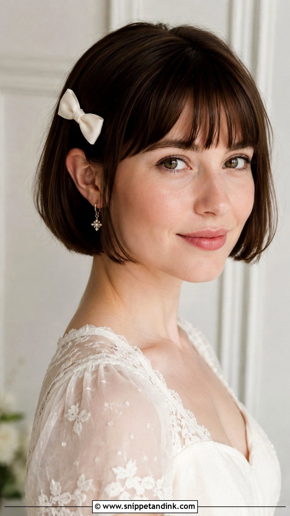 Straight French Bob Wedding Hair - Snippet and Ink - 15 Short Straight Hairstyles for Wedding