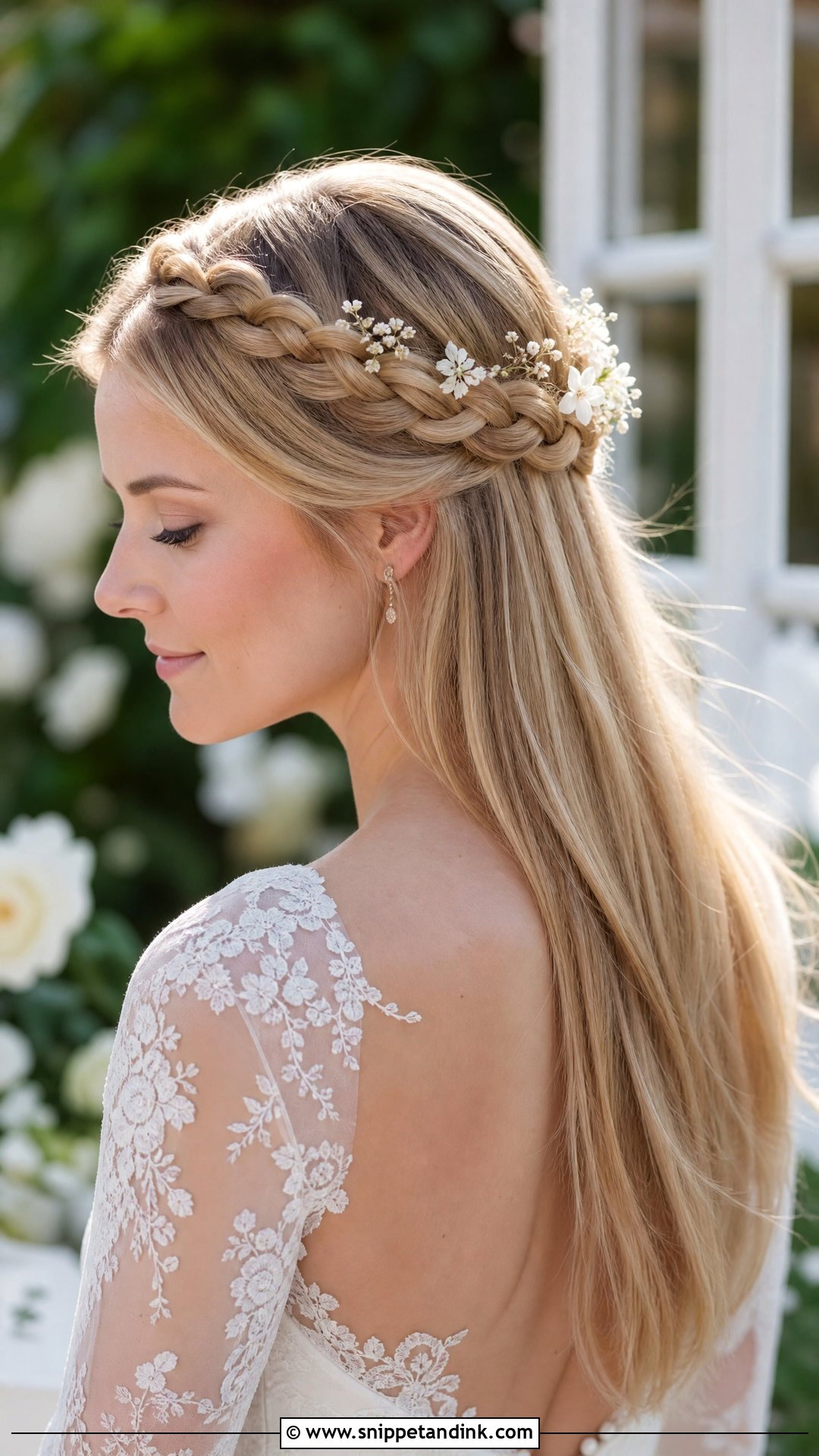 Straight Hair Braided Crown Wedding Hairstyle - Snippet and Ink - 20 Wedding Hairstyles with Straight Hair