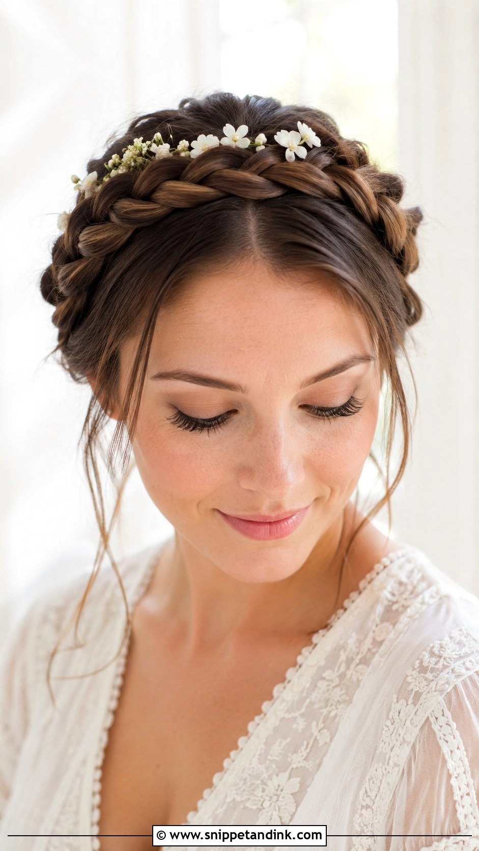 Straight Hair Braided Crown - Snippet and Ink - 25 Hairstyles for Straight Hair for Wedding