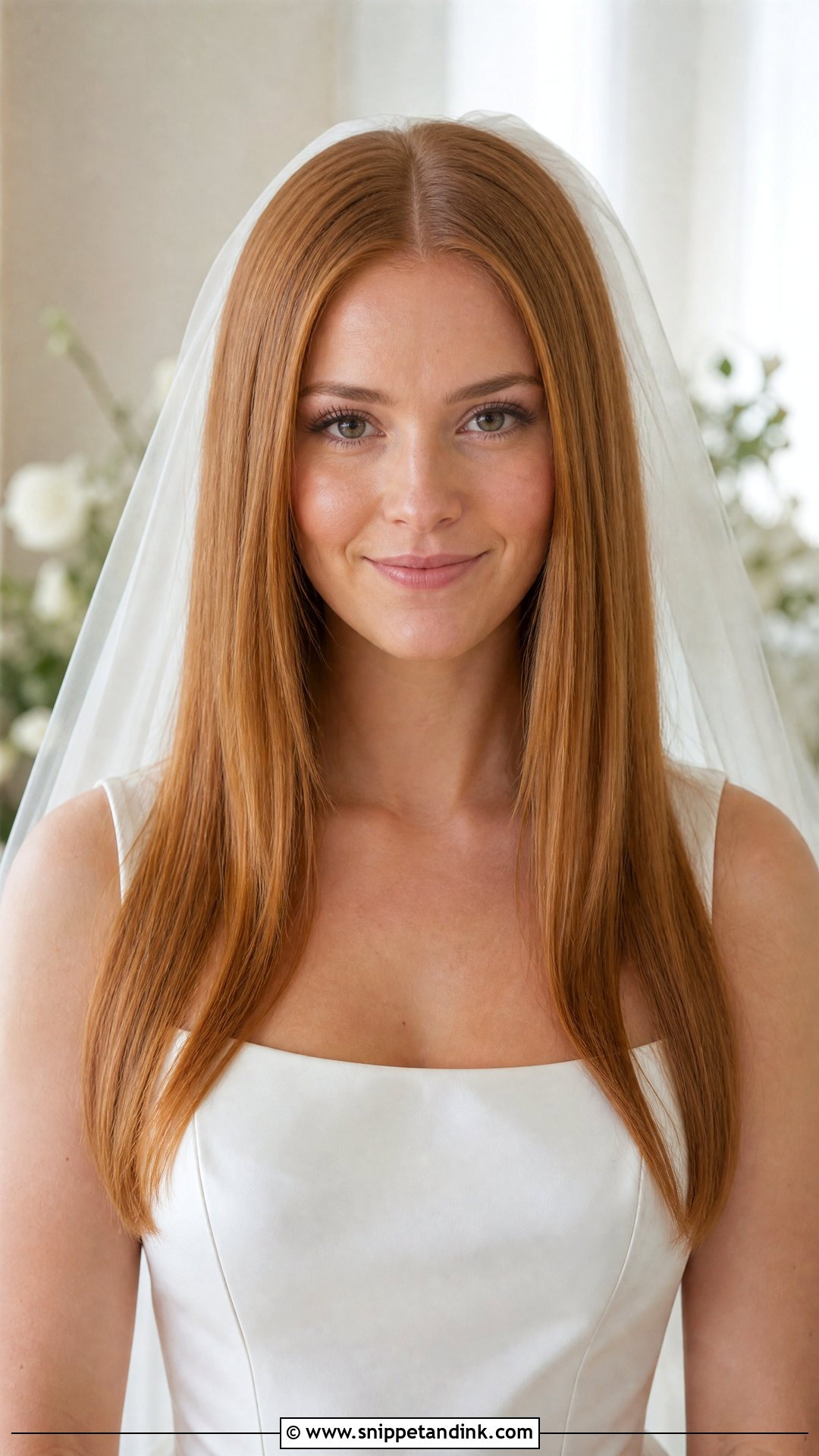Straight Hair Bride Center Part - Snippet and Ink - 15 Bride with Straight Hair Ideas