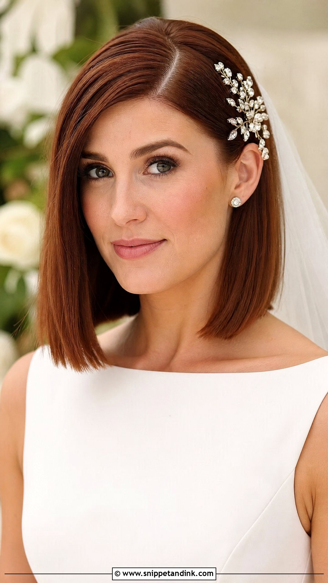 Straight Hair Bride Lob - Snippet and Ink - 15 Bride with Straight Hair Ideas