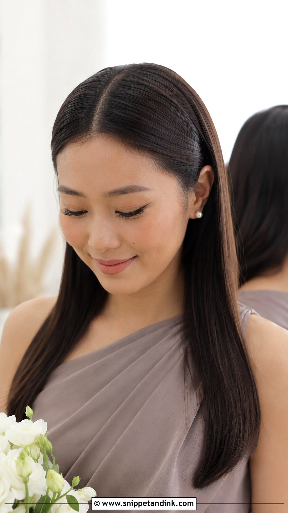 Straight Hair Bridesmaid Hairstyle - Snippet and Ink - 25 Easy Bridesmaid Hairstyles